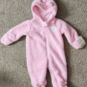 Carter's Pink Cozy Footie One Piece with Hood